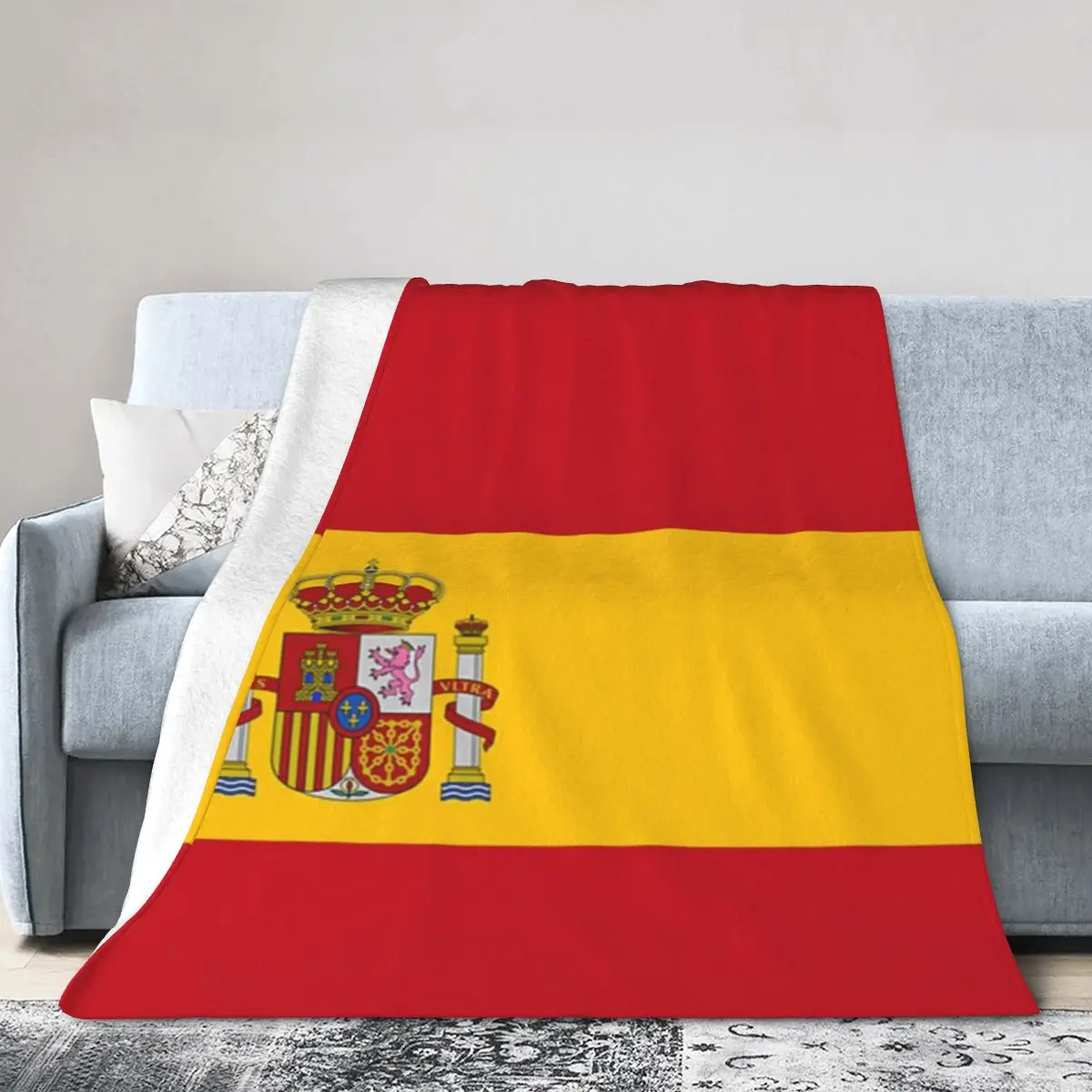 Spain Flag Blanket Soft Warm Flannel Throw Blanket Bedspread for Bed Living room Picnic Travel Home Couch