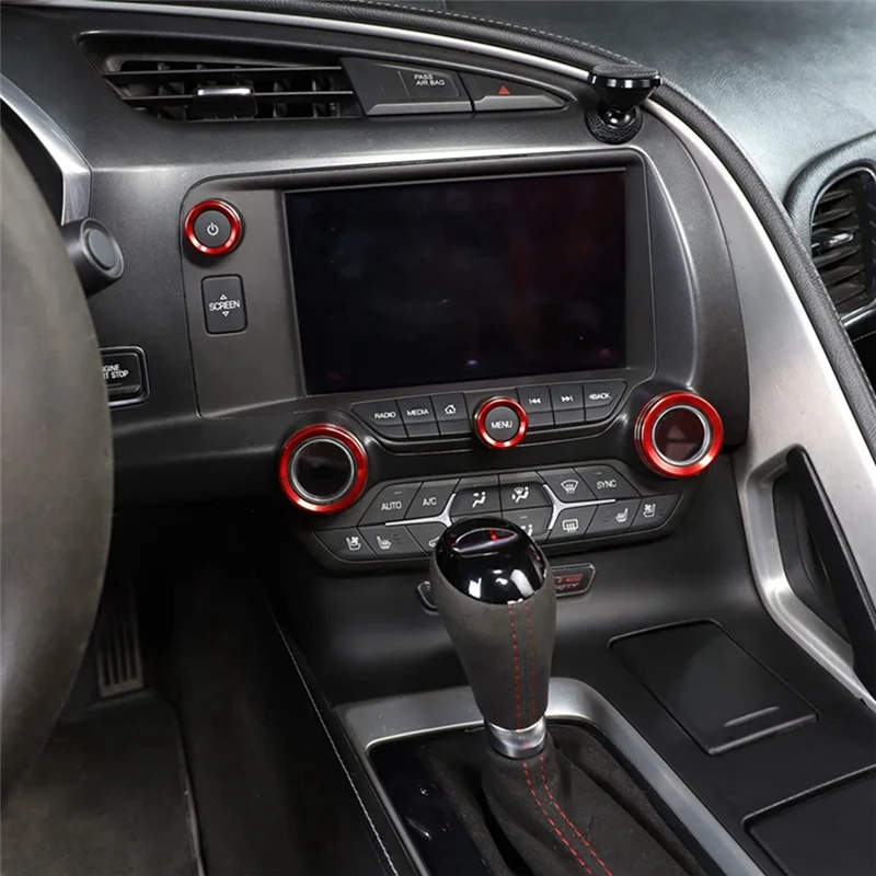 

Car Central Console Silver AC Volume Knob Button Switch Cover Trim For Corvette C7 2014-2019 Parts