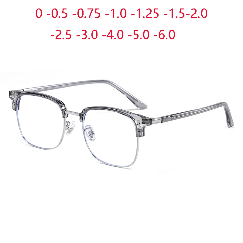 

Gray Silver Frame Student Myopes Lunettes Fashion Blue Light Blocking Computer Prescription Eyeglasses 0 -0.5 -0.75 To -6.0