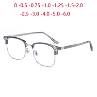 Montura plateada gris para estudiantes, gafas graduadas para ordenador con bloqueo de luz azul a la moda, 0-0,5-0,75 a-6,0