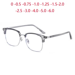 Gray Silver Frame Student Myopes Lunettes Fashion Blue Light Blocking Computer Prescription Eyeglasses 0 -0.5 -0.75 To -6.0