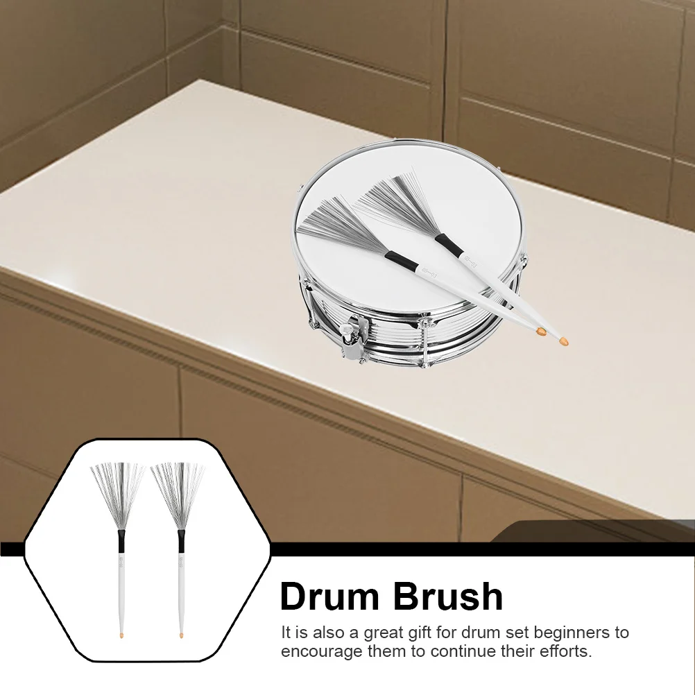 

1Pair Drum Wire Brush Carbon Steel Wooden Handle Non Slip Jazz Drum Percussion Instrument Accessory Durable Brush