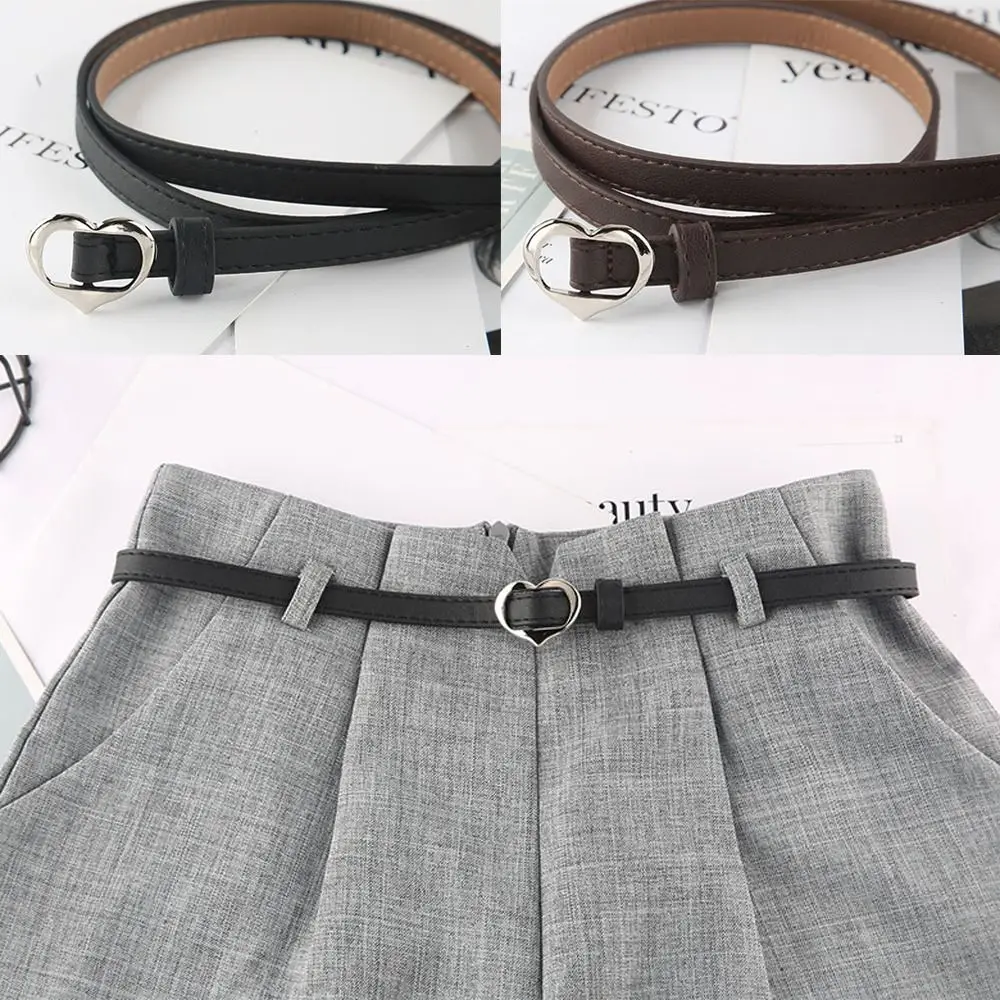 

Women Love Heart Leather Belt Luxury Design Versatile Non-Porous Buckle Waistband Casual Trouser Dress Belts