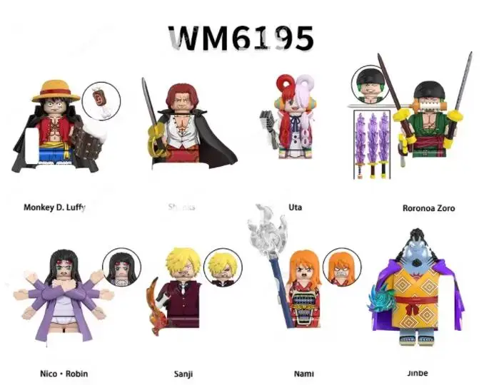 Bandai ONE PIECE Dragon Ball Super Mini Figure Set van 8 Wukong-personages WM6185 WM9183 WM6179 WM6180 WM6181 Verzamelbaar speelgoed