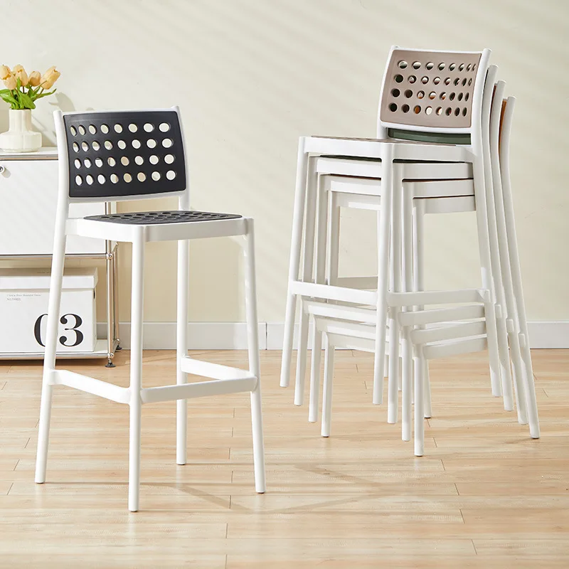Nordic minimalist bar chair creative plastic bar chair stackable high chair outdoor home designer high stool
