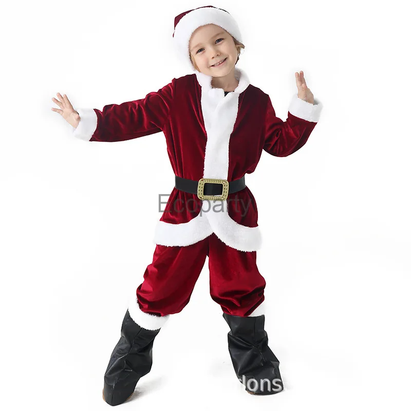 New Children Christmas Santa Cosplay Customes Boy Girls Mrs.Christmas Outfits with Hat Suit New Year Xmas Party Tree Costumes