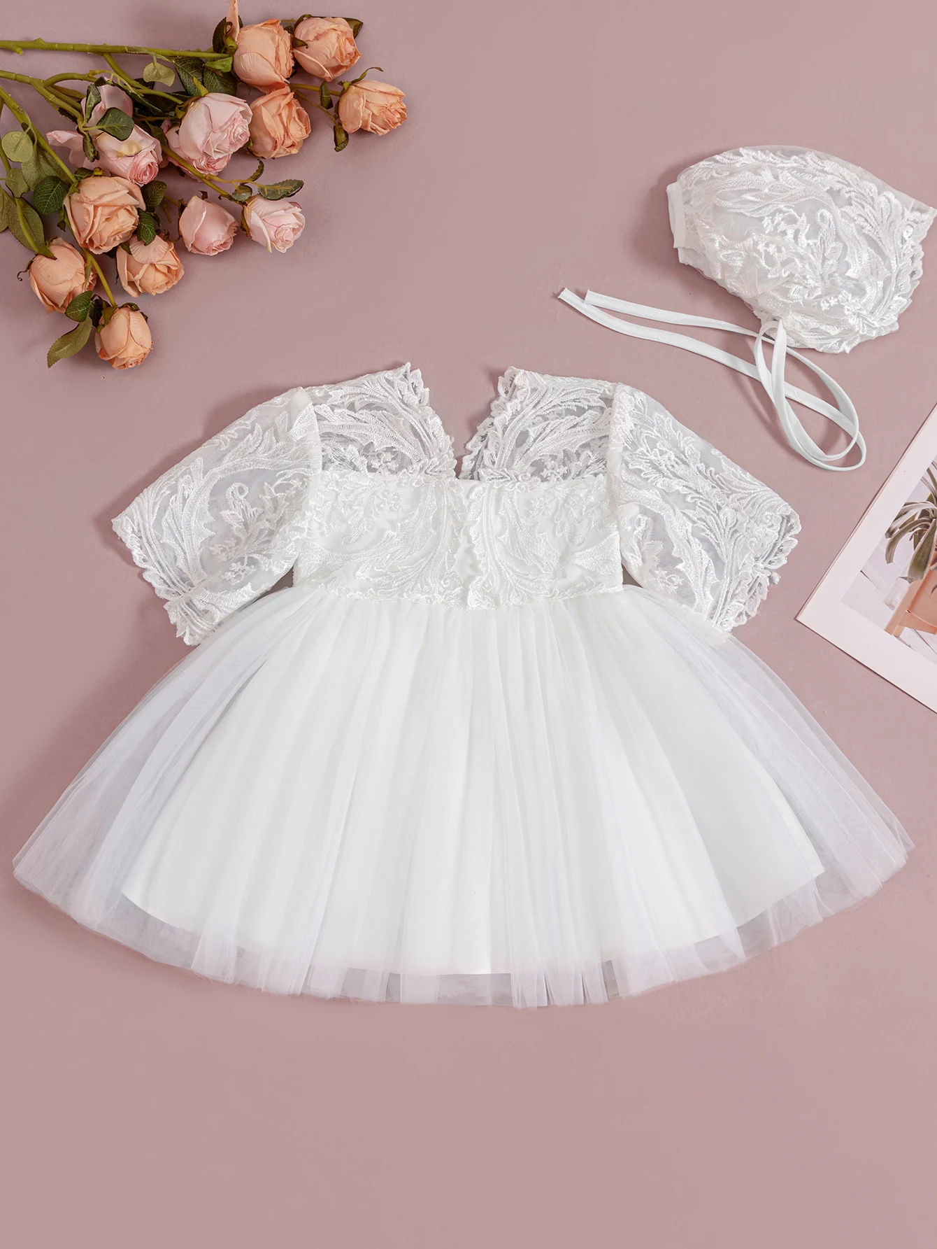

Suitable For 0-2 Year Old Baby Girl Wedding White Dress Design Embroidered Gauze Dress Baby Birthday Party Dress