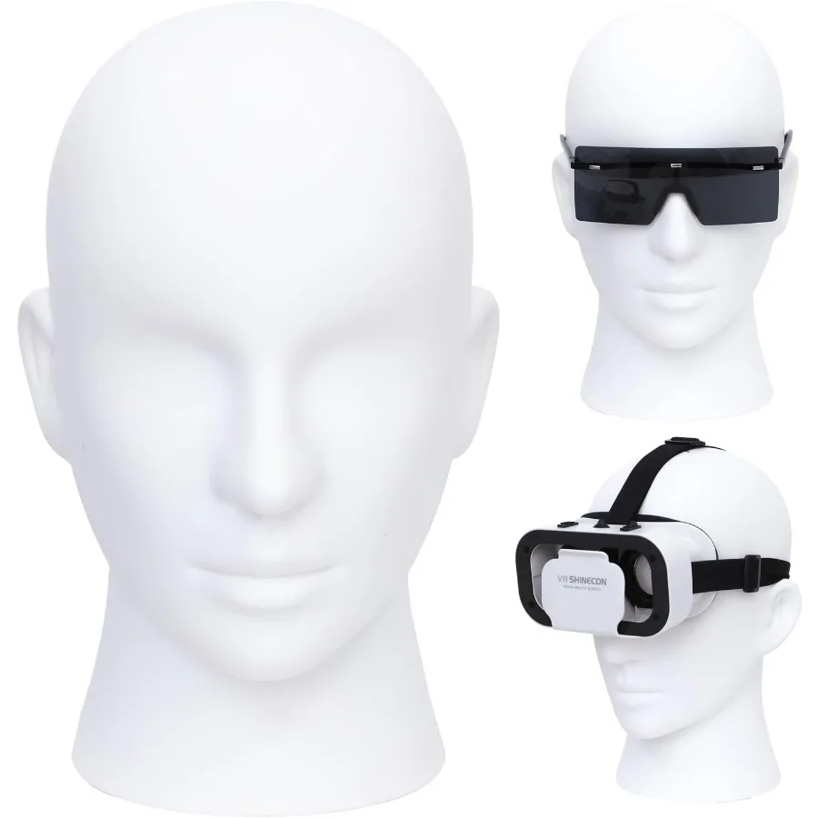 Cabeza de maniquí profesional de PVC blanco mate para exhibir pelucas, sombreros, auriculares, máscaras, gafas de sol, bufandas y joyería al por menor