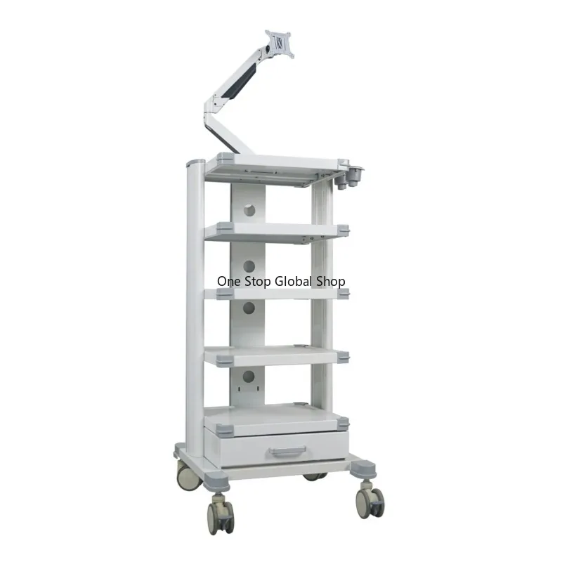 

Modern Hospital Cart with Wheels Metal Construction for 26-32 Inch Displays Laptop Trolleys 4K Endoscopes Systems
