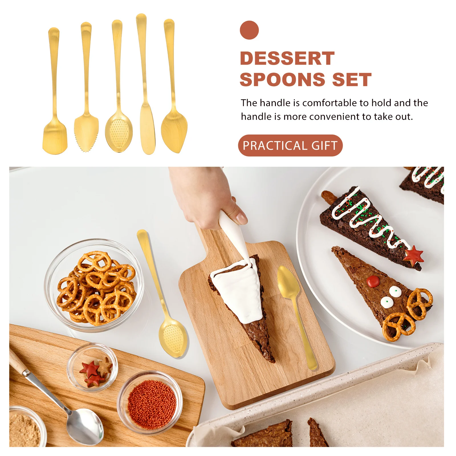 

1Set Stainless Steel Coffee Spoon Dessert Spoons Set Cake Spoon Kit Butter Cutter Ice Cream Grapefruit Cutlery