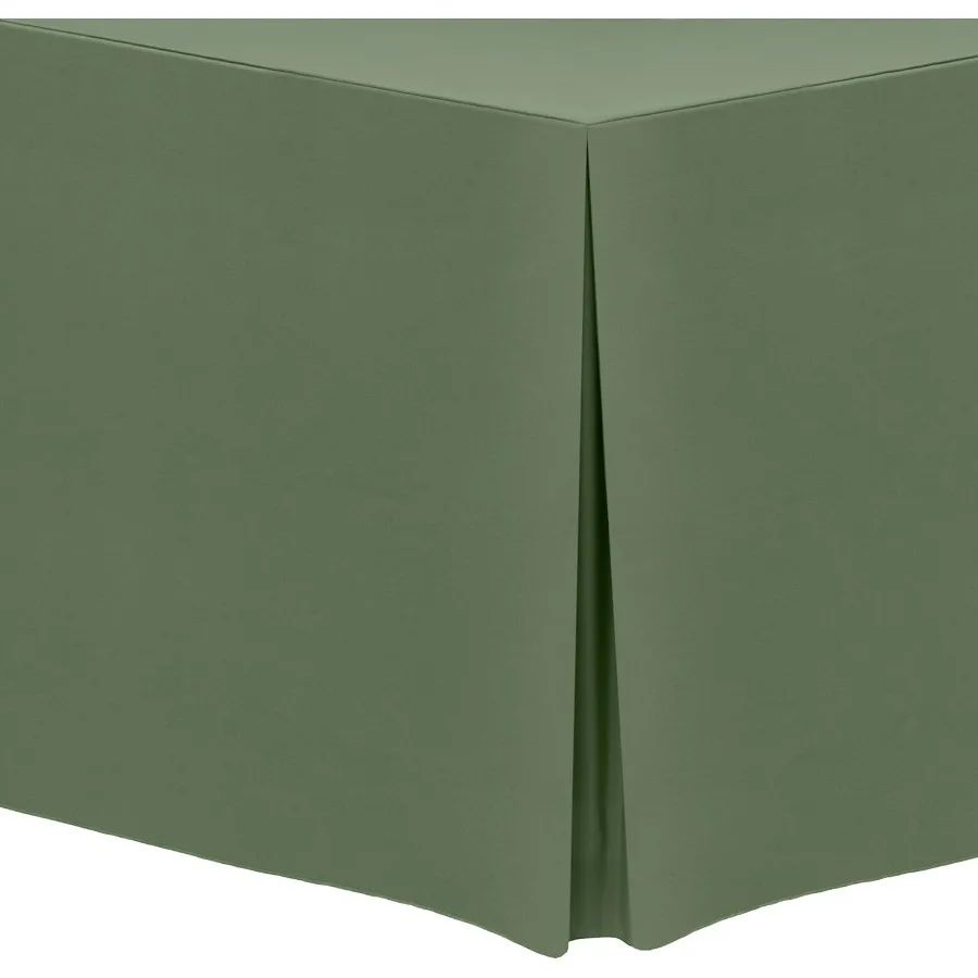 

4 ft. Fitted Polyester Tablecloth - Fits 24 x 48-Inch Rectangular Tables 36" H, Army Green