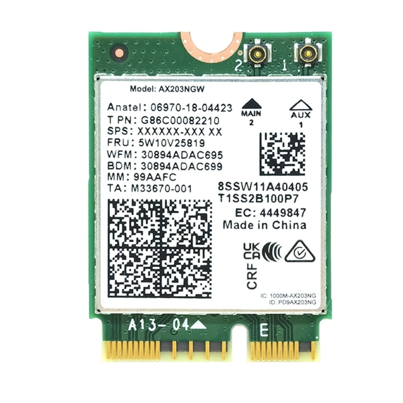 

WiFi 6 AX203NGW AX203 Wireless Card M.2 CNVio2 Networking Adapter WIFI6 Card 1200Mbps 2.4Ghz+5Ghz 5.2