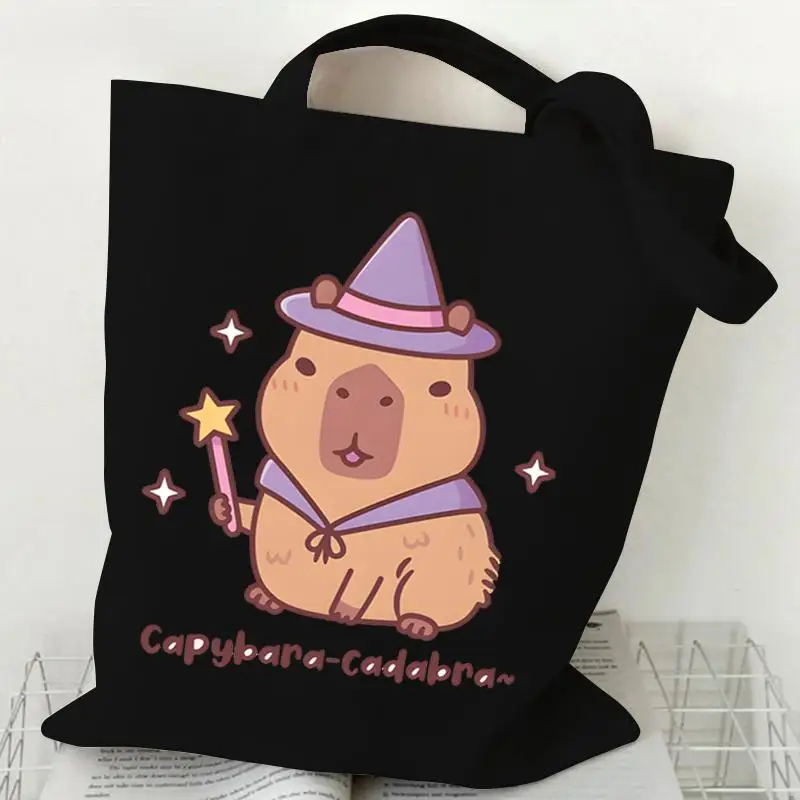 

Capybara Tote Bag Cute Wizard Capybara Reusable Canvas Shoulder Bag Funny Capybara Gifts Kawaii Hangbag for Women Canvas Tote