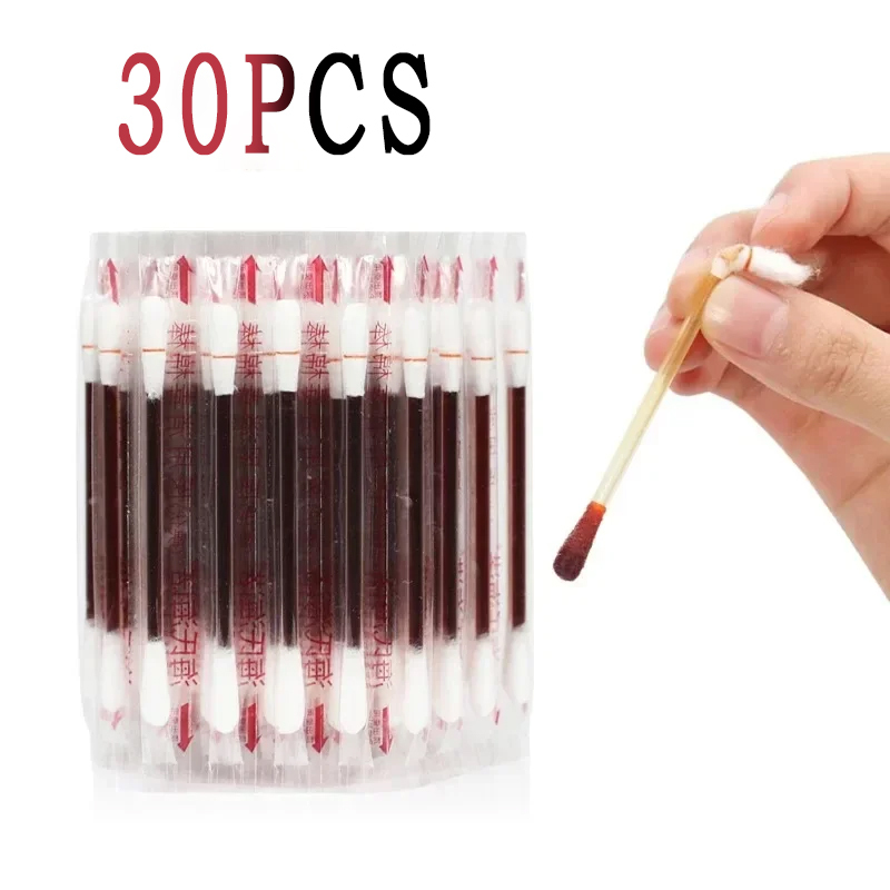  30Pcs/Lot Medical Alcohol Disposable Emergency Cotton Stick Iodine Disinfected Swab First Aid for Children Adults Baby Infant 