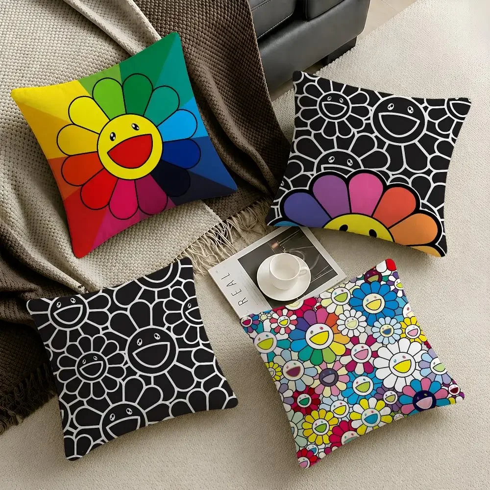 Artist Takashi Murakami Pop Art Cushion Cover  Throw Pillow Soft Short Plush Cozy Durable Colorfast Sofa Bedroom Home Decor Gift