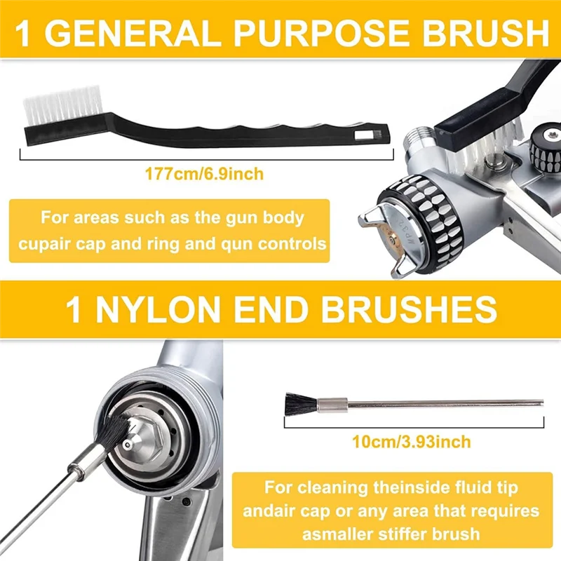 

AB47-Sprayer Cleaning Kit 17 Pcs Multi-Purpose Paint-Gun Brush Cleaner Tool With Nylon Mini Tube Brushes And Needles