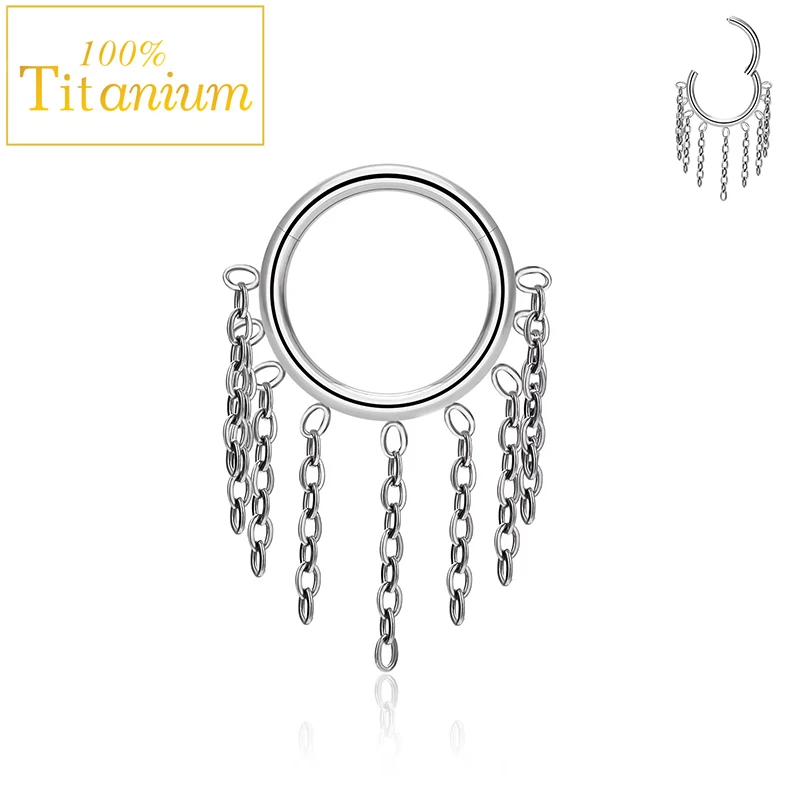 ASTM G23 التيتانيوم الأنف الدائري متمحور الفرس الجزء مع سلسلة الغضروف اللولب Daith محارة ثقب القرط هوب مجوهرات للجسم 16 جرام