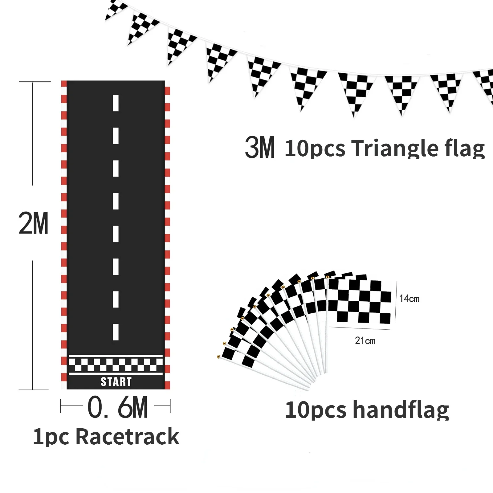 ديكور حفلات مسار السباق ، لافتة سوداء وبيضاء ، راية علم متقلب ، قماش خلفية السباق ، جديد