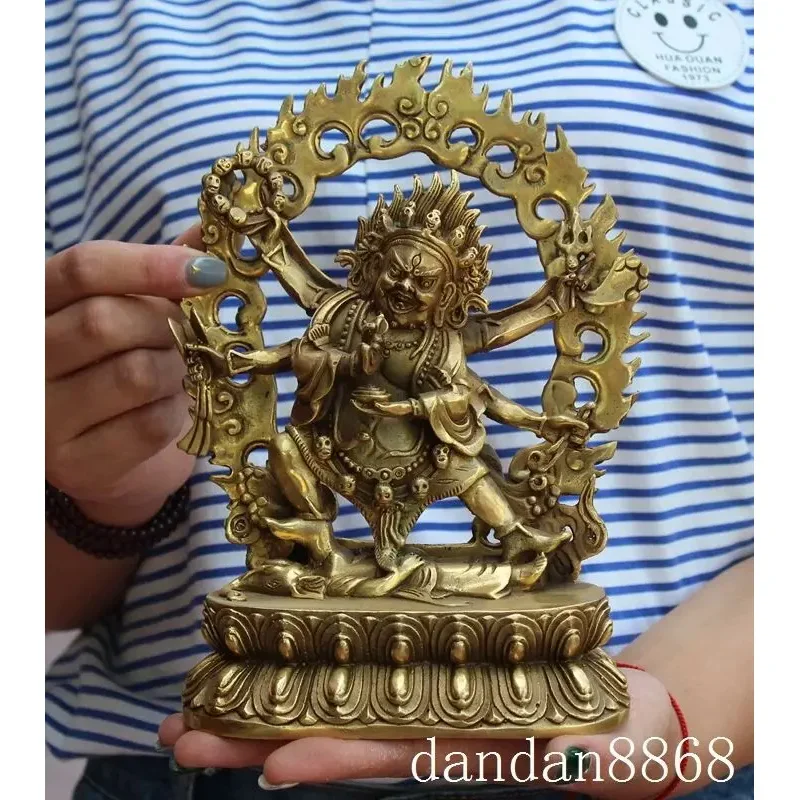 

9" tibet buddhism temple brass 6 Arms Mahakala Wrathful Deity Buddha Faqi statue