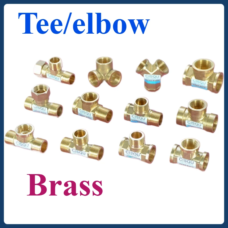 

1/2 Copper Three-Way Elbow Inner And Outer Wire Joint Double Inner Wire Direct Outer Teeth Four-Way Gas Water Pipe Accessories