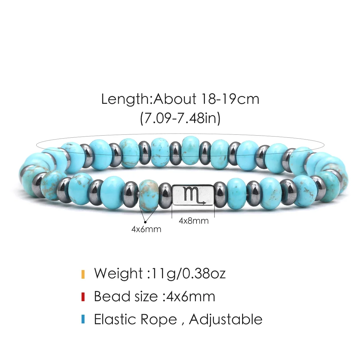 Men's Bracelet 12 Constellation Bracelet Taurus Leo Aries Black Gallstone Energy Stone