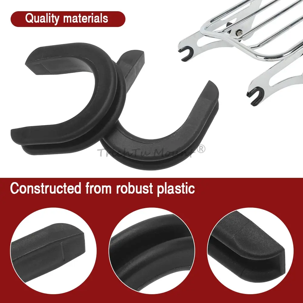 2/4/6/8Pcs U-Shaped Sissy Bar Backrest Side Plate Mounting Bracket Grommet Bushing For Harley Davidson Touring 2009-2025 Black view 3