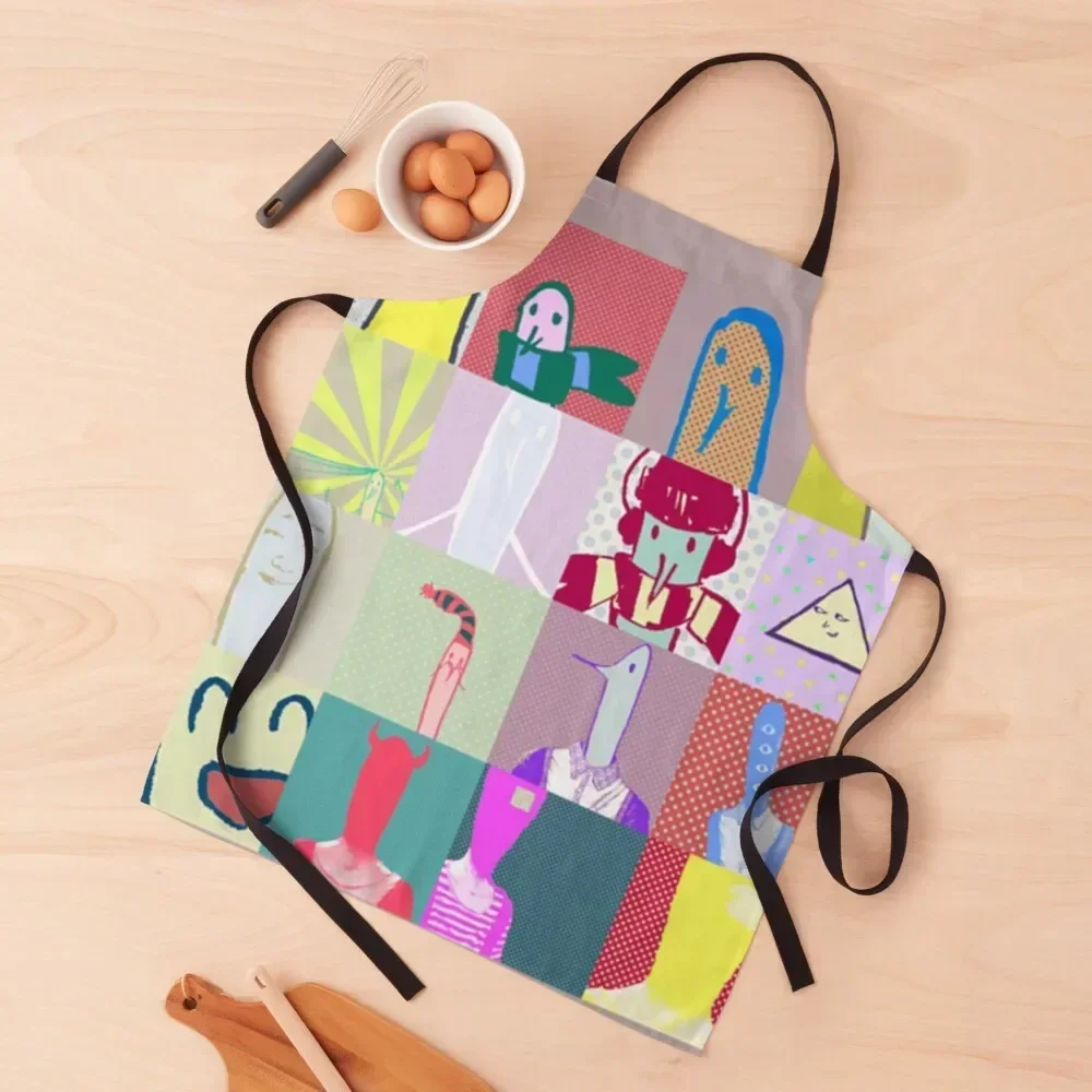 

Punpun grid print Apron Kitchen Things For Home chef for man Korean Apron