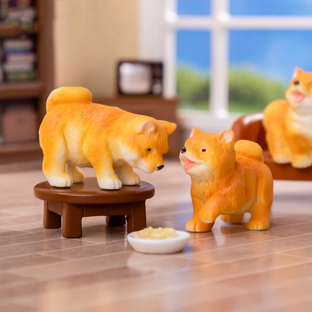 

6 Pcs Mini Decoration Resin Animal Miniature Dog Figurines Accessories Puppy Figures Statue