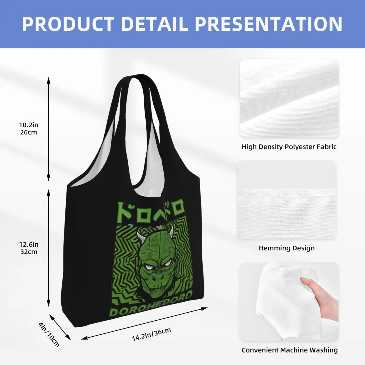 Dorohedoro Dark Fantasy Vibes Large Capacity Canvas Tote Bag Single Shoulder Commute Bag For Women Eco-Friendly Shopping Bag
