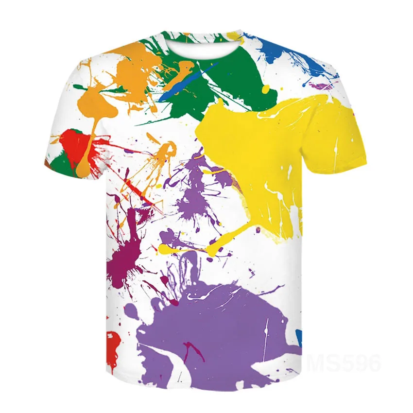 Summer Short Sleeve Men\'s T-shirt Men Fashion Casual Breathable Tee Top 3d Printing Color Graffiti Graphic T Shirts Streetwear