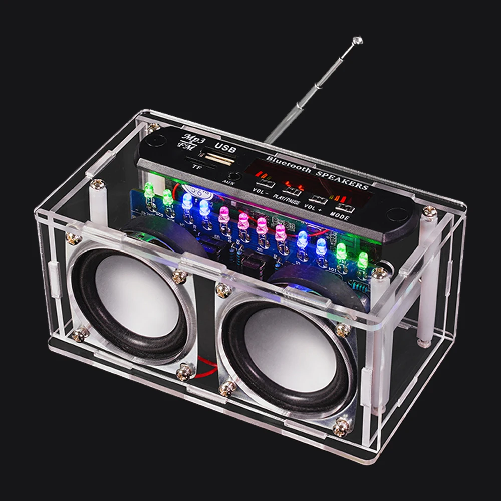 DIY Bluetooth Speaker Kit with FM Radio 87.5-108MHZ DIY Soldering Project Practice Electronic Kit Solder Assembly U Disk TF