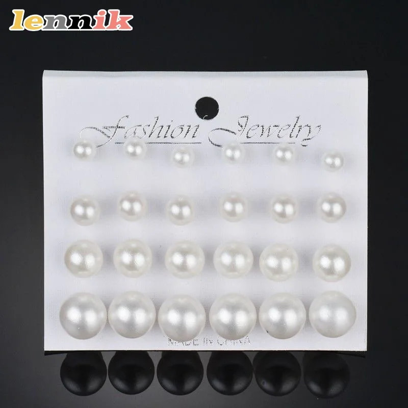 LENNIK 12 Pairs Pearl Earrings Set, Great Value Combo Simple & Elegant, Bestselling Women's Jewelry,Ideal for Gifting&Daily Wear