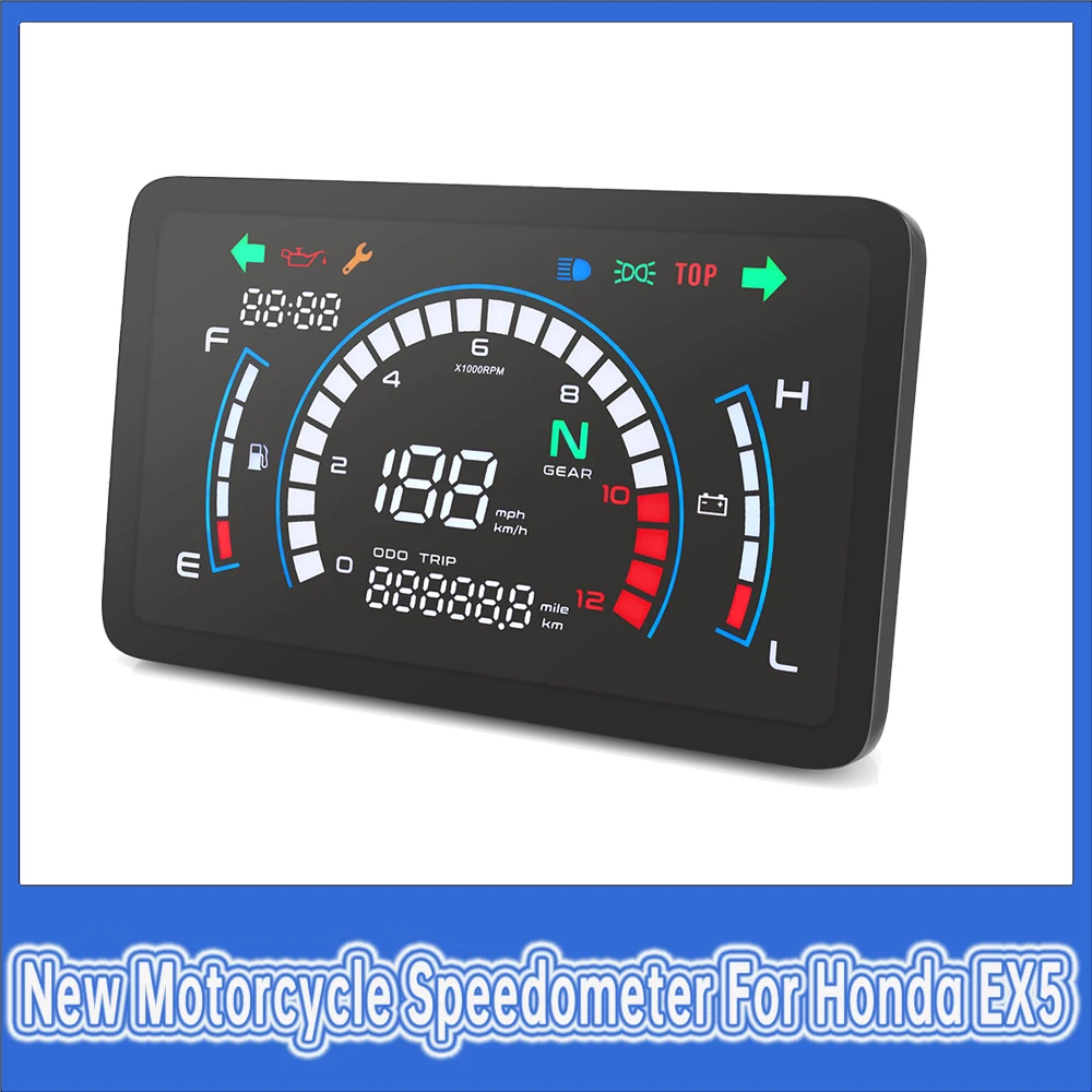

New Motorcycle Digital Speedometer Meter Assy Motobike Dashboard with Fuel Gauge Voltmeter for Honda EX5 Dream /EX5