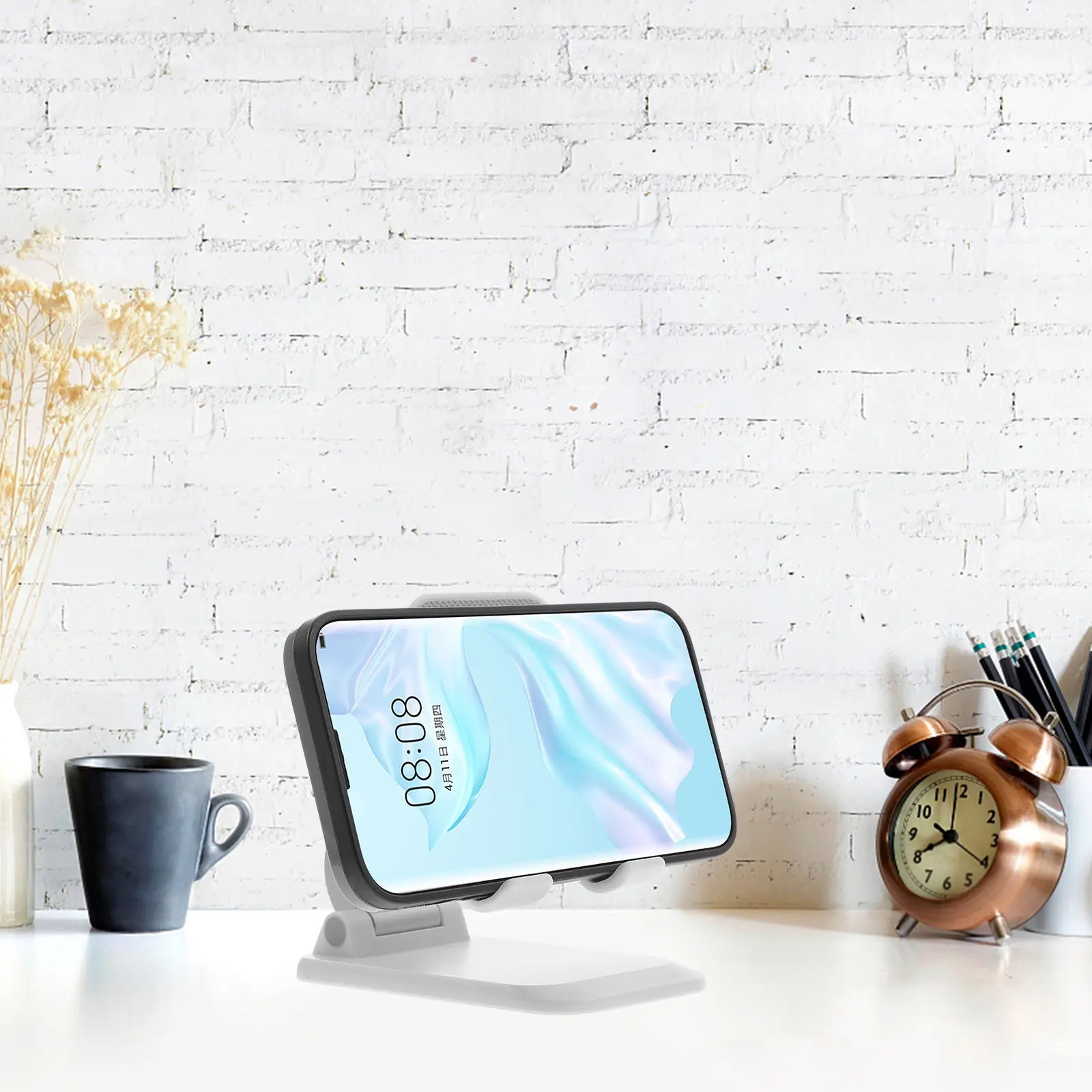 Adjustable Foldable Cell Phone Stand Portable Desktop Holder Stable Anti-Slip Mobile Phone Bracket for Office Bedroom Home Use