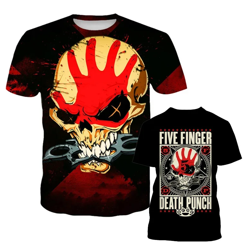 2024 New Arrival Popular Hip Pop T Shirt Men Women Five Finger Death Punch 3D Print Fashion Short Sleeve Tshirt