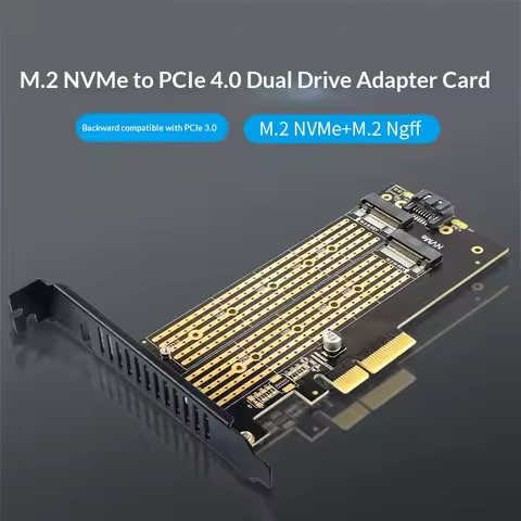Dual M.2 PCIe 4.0 Adapter for NVMe/NGFF SSD And SATA B Key SSD to PCIe X4 X8 X16 Slot Adapter for Desktop PC SK6