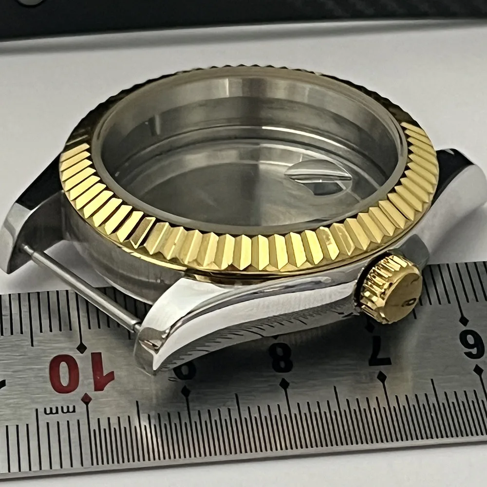 39MM NH35 광택 룸 골드 쉘, 스테인레스 스틸 밀봉 뒷면 커버, 8212 ST1612 모션 날짜, 스틸, 20MM 폭