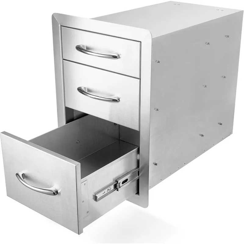 Stanbroil Outdoor Kitchen Drawers Stainless Steel - 15W x 21.5H x 23D Inch, Triple Access Drawer Flush Mount for Outdoor Kitchen