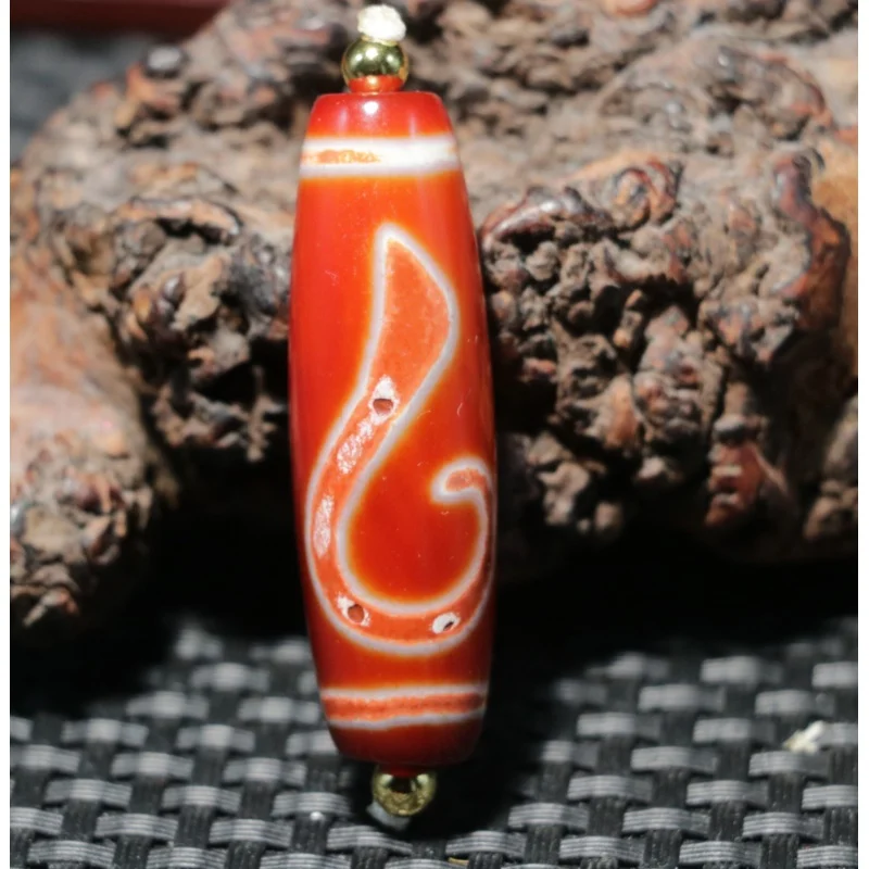 

Energy Tibetan Old Oily Agate Red Color As You Wish Ruyi dZi Bead Pendant Amulet