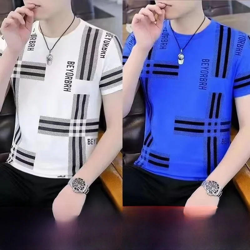 

Trendy Ice Silk Men's ort Sve T-irt Thin Summer f Sve Body T-irt 2025 New Summer Wear for Teenagers Polyester ...