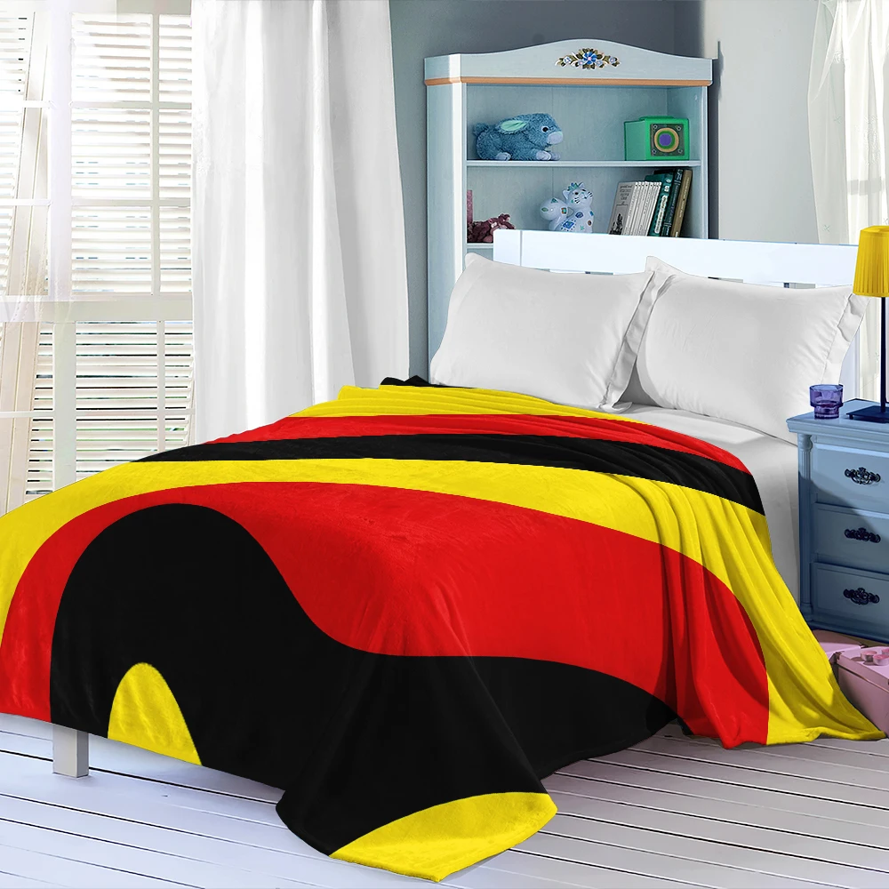 Black Red Yellow Waves Lightweight Flannel Blanket Breathable Cozy Throw Blanket for Spring Summer Sofa Bed Air Conditioning
