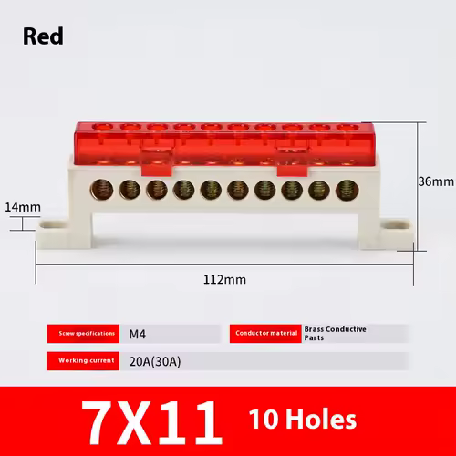 Zero wire terminal 3/4/5/6/7/10-Hole Distribution Box Terminal Block dustproof Ground Copper Bar Bridge type Busbar With cover - Image 36
