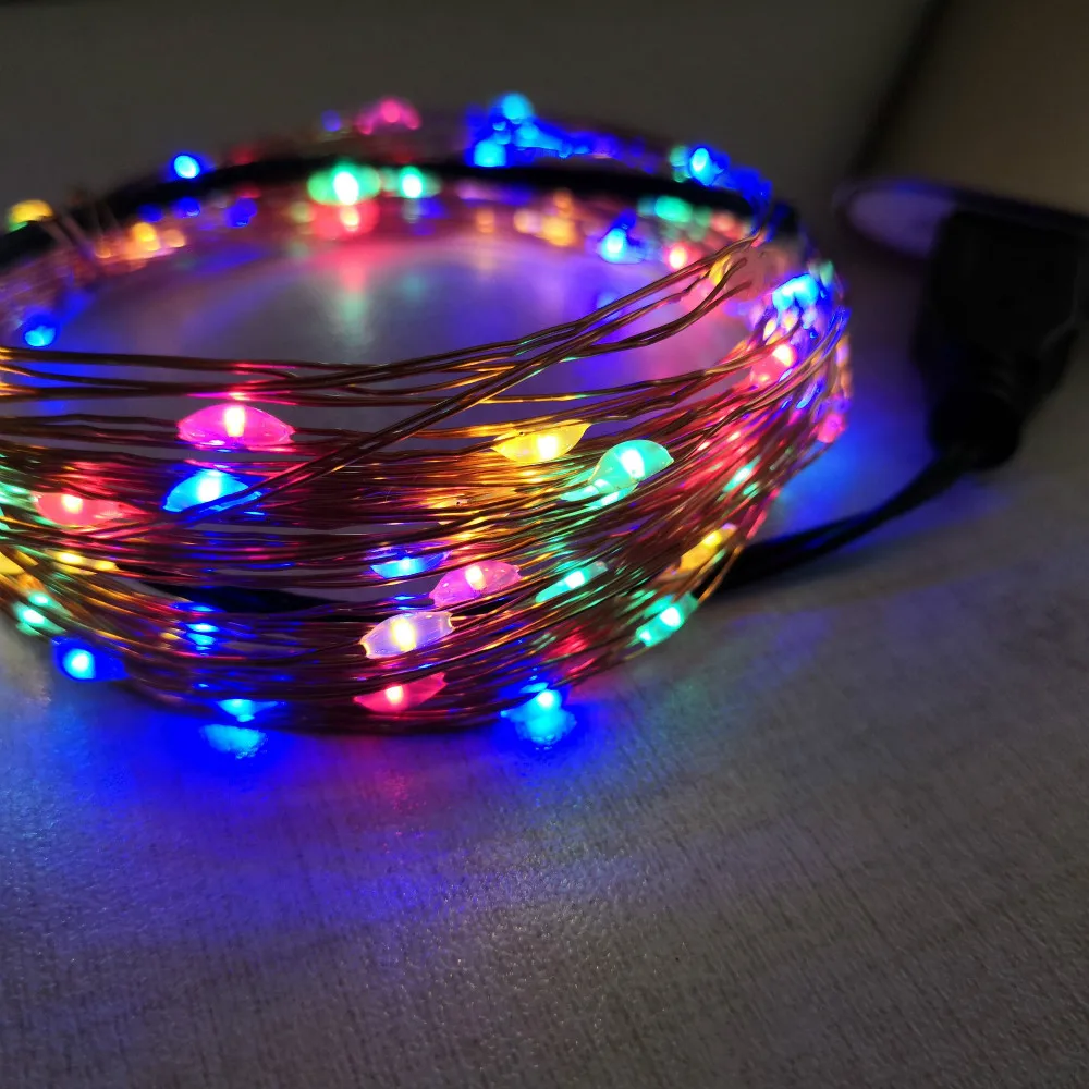 Free Shipping 1m/2m/3m/5m LED Lights String Color Lights USB Copper Cable Lights for Wedding Decorative party Fairy Star Lights
