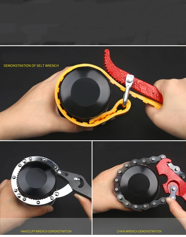 Adjustable Strap Oil Filter Belt Wrench Chain Spanner Puller Cartridge Disassembly Tool for Motorcycle Repair Accessorie