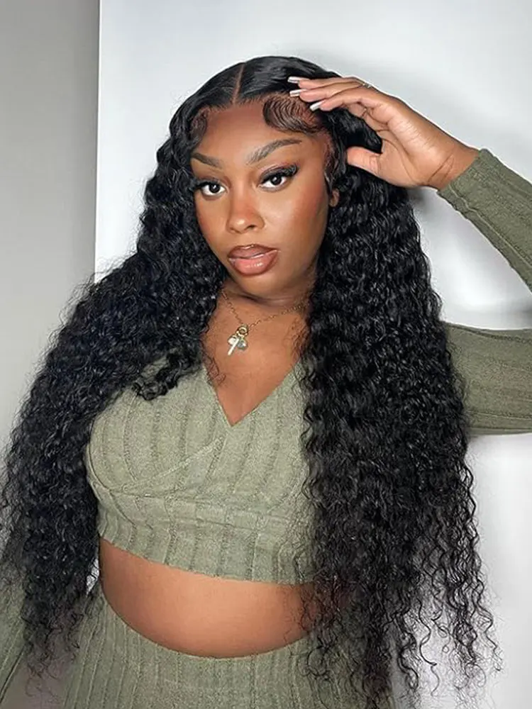 8 to 40 inch 13x4 13x6 HD Lace Frontal Wig Human Hair Deep Wave Lace Front Wigs Pre Plucked 180% Density Deep Curly Frontal Wigs