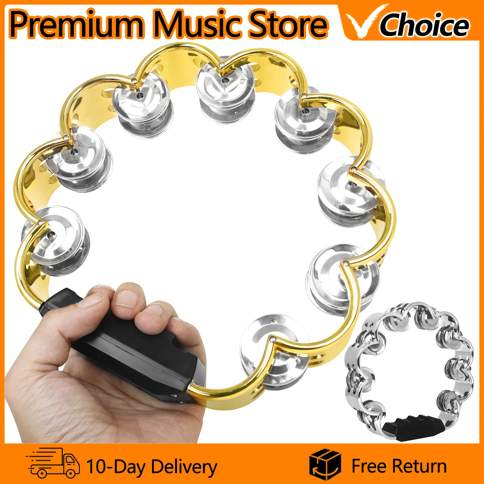 أجراس يدوية مزدوجة الدف ABS البرقوق الفضة أورف أدوات قرع KTV أجراس يدوية للحفلات ألعاب تنوير للأطفال