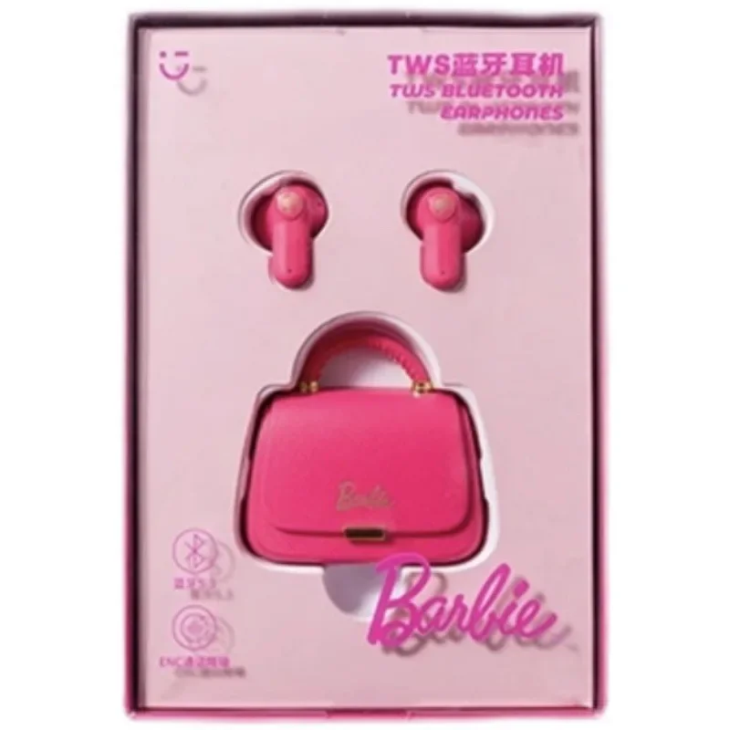 Cuffie Bluetooth originali MINISO serie Barbie TWS rosa Cute Creative Handbag Shape tappi per le orecchie in-Ear regalo di festa per ragazze