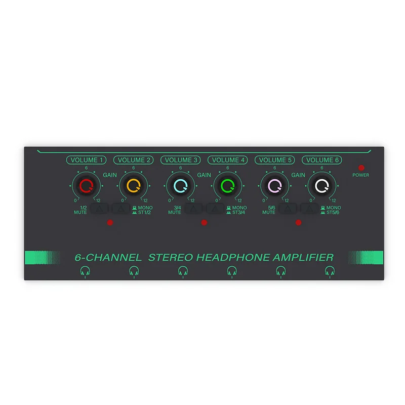 

Headphone Amplifier 6 Channels Stereo Headphone Amplifier Audio Interface Low Noise Sound