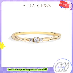 ATTAGEMS Solid 10K 14K 18K Au750 Gold Moissanite Diamond Ring for Women Half Bind Stackable Engagement Anniversary Jewelry Gifts