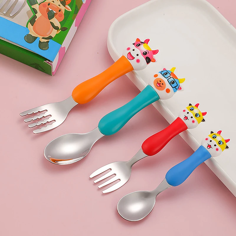 Calf Tableware Fork Spoon Cow Dad Mom Party Cartoon Anime Figure Tableware Students Family Gift Toy Party Boys And Girls